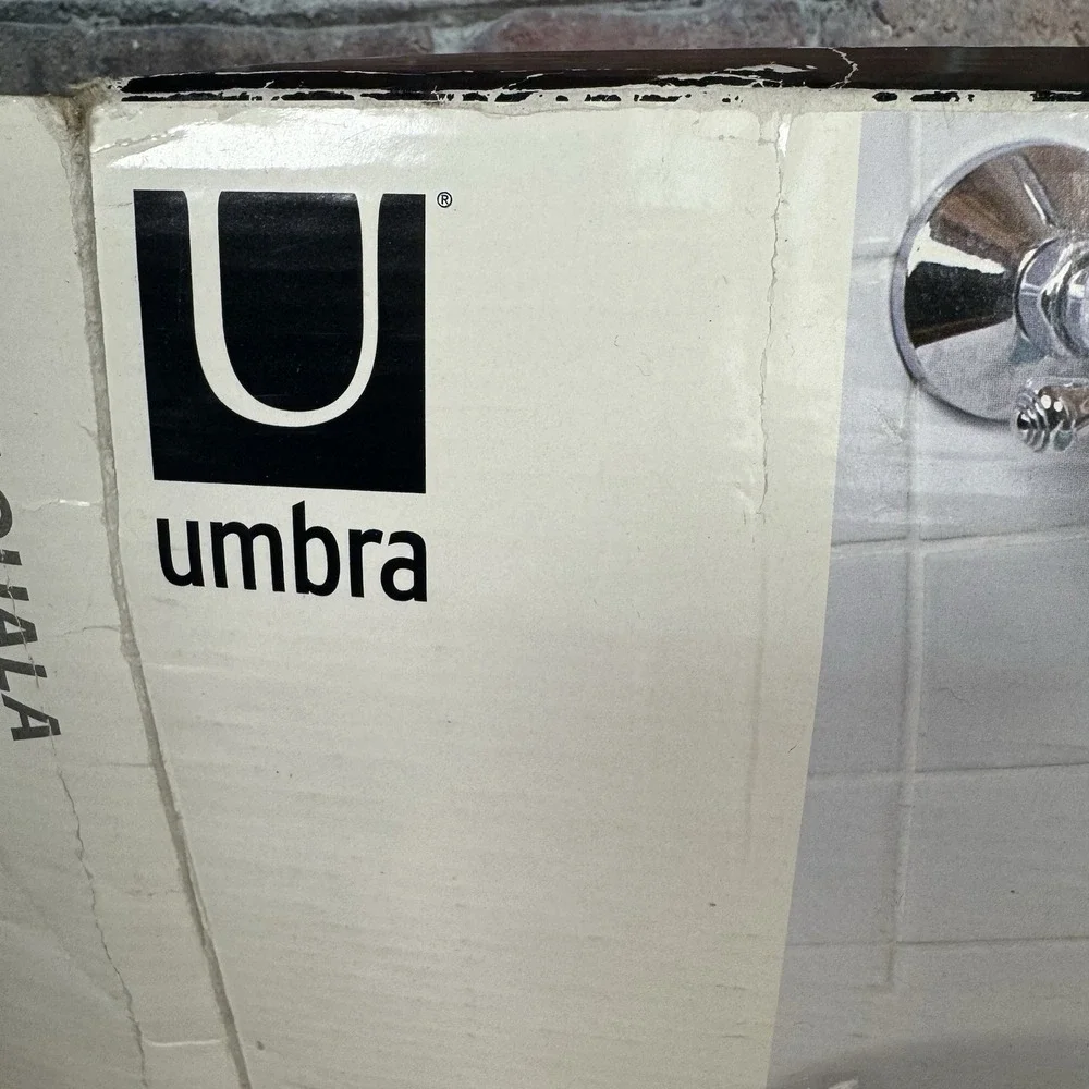 Umbra Aquala Bathtub Caddy Tray Natural Wood Book Wine Glass Holder Open Box New